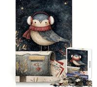 Illustration d'un Oiseau d'hiver sur Une boîte aux Lettres Puzzle de 1000 pièces pour Adolescents Exercice cognitif, détente et Loisirs Idéal comme Cadeau d'hiver (50x75cm)