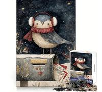 Illustration d'un Oiseau d'hiver sur Une boîte aux Lettres Puzzle de 1000 pièces pour Adultes pour stimuler l'esprit se détendre et se divertir Fermeture sécurisée Idée Cadeau de Noël