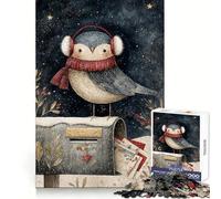 Illustration d'un Oiseau d'hiver sur Une boîte aux Lettres Puzzle de 1000 pièces pour Adultes Souvenirs, lumière, Plaisir, Bords précis, Cadeau Symbolique (38x26cm)