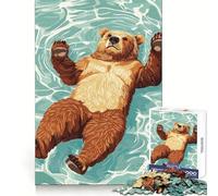 Illustration d'un Ours Flottant dans l'eau Puzzle de 1000 pièces pour Adultes Exercice de réflexion, apaisement Mental, Divertissement, découpe Uniforme Cadeau de Noël (38x26cm)