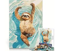 Illustration d'un Paresseux nageant dans l'eau Puzzle de 1000 pièces pour Adultes Jeu de réflexion Relaxant et Amusant Assemblage d'image Surprise chaleureuse 38x52cm