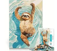 Illustration d'un Paresseux nageant dans l'eau Puzzle de 1000 pièces pour Adultes Jeu de réflexion Relaxant et Amusant Assemblage d'image Surprise chaleureuse 38x52cm