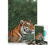 Illustration d'un Tigre dans la Jungle Aquatique Puzzle de 1000 pièces pour Adolescents Jeu de logique et de Construction Amusant et précis Cadeau élégant 50x75cm