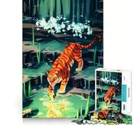 Illustration d'un Tigre dans la Jungle Puzzle de 1000 pièces pour Adultes et Adolescents Jeu de réflexion Loisirs Bords précis Décoration Murale 38x52cm