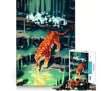 Illustration d'un Tigre dans la Jungle Puzzle de 1000 pièces pour Adultes Jeu de logique et de complicité Qualité supérieure Cadeau de qualité 50x75cm