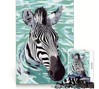 Illustration d'un zèbre nageant dans l'eau Puzzle de 1000 pièces pour Adolescents Clarté d'esprit, Passe-Temps agréable, pour Les fêtes (50x75cm)