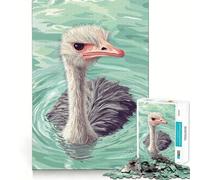 Illustration d'une Autruche nageant dans l'eau Puzzle de 1000 pièces pour Adultes Jeu de réflexion et de Loisirs Qualité supérieure Joli présent (38x26cm)