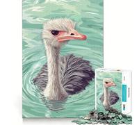Illustration d'une Autruche nageant dans l'eau Puzzle de 1000 pièces pour Adultes Jeu Intelligent Activité à Domicile Découpe précise Décoration Murale (38x52cm)