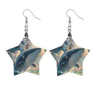 Illustration d'une baleine boucles d'oreilles en bois pour femme, bijoux vintage élégants en bois, boucles d'oreilles légères pour mariage, fête, cadeau de bijoux de tous les jours, Apricot shaped