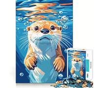 Illustration d'une Loutre nageant sous l'eau Puzzle de 1000 pièces pour Adolescents Puzzle Relaxant et Lumineux Cadeau Exquis (50x75cm)