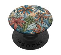 Illustration d'une luxuriante forêt Tropicale de Palmiers PopSockets PopGrip Adhésif