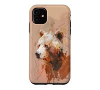 Illustration Expressive Portrait Ours Brun Coque pour iPhone 11