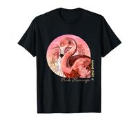 Illustration Flamant Rose dans Le Cercle du Coucher de Soleil T-Shirt