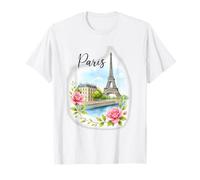 Illustration French Parisienne Tour Eiffel et Seine à Paris T-Shirt