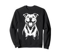 Illustration Graphique de Ligne Pitbull Terrier Souriant Heureux Sweatshirt