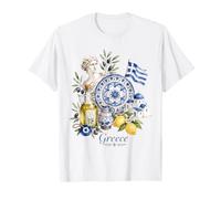 Illustration Grecque Traditionnelle des lieux emblématiques en Grèce T-Shirt