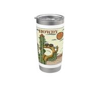 Illustration Howdy Cowboy Grenouille du Sud-Ouest Cactus Gobelet isotherme en acier inoxydable double paroi