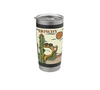 Illustration Howdy Cowboy Grenouille du Sud-Ouest Cactus Gobelet isotherme en acier inoxydable double paroi