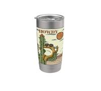 Illustration Howdy Cowboy Grenouille du Sud-Ouest Cactus Gobelet isotherme en acier inoxydable double paroi