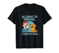 Illustration humoristique d'une allergie aux humains guérie par des chiens T-Shirt