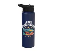 Illustration I Love Pennsylvania State Pride Stainless Steel Insulated Water Bottle