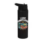 Illustration I Love Pennsylvania State Pride Stainless Steel Insulated Water Bottle