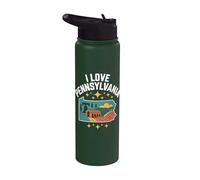 Illustration I Love Pennsylvania State Pride Stainless Steel Insulated Water Bottle