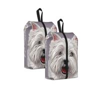 Illustration imprimée d'un Adorable West Highland Terrier， Lot de 2 Sacs à Chaussures de Voyage, Sacs de Rangement imperméables, Organisateur de Chaussures pour Les Voyages et la Maison