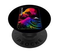 Illustration Japonaise de la Grande Vague Art Montagne Soleil PopSockets PopGrip Adhésif