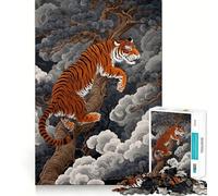 Illustration Japonaise de Tigre, Puzzle de 1000 pièces de l'époque d'Edo pour Adultes et Adolescents, Jeu Mental apaisant et Relaxant, Cadeau de qualité supérieure 50x75cm