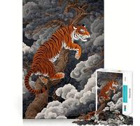 Illustration Japonaise de Tigre, Puzzle de 1000 pièces représentant des Adolescents de l'époque d'Edo, Jeu de logique Robuste, Loisir Amusant, Bords Nets, Objet de Collection 38x52cm