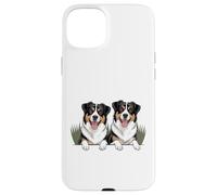 Illustration jumeau Berger Australien regardant Coque pour iPhone 15 Plus