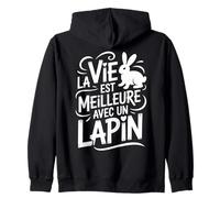 Illustration Lapin Humour Drole Vie Meilleure avec Un Lapin Sweat à Capuche