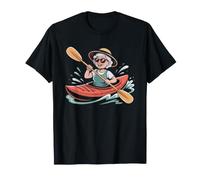 Illustration Mamie Kayak Qui Pagaie Dessin Riviere T-Shirt