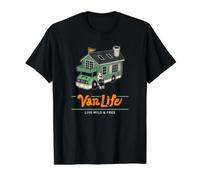 Illustration Mini Maison Roulante Chat Ours Voyageur T-Shirt Graphique avec Valeur