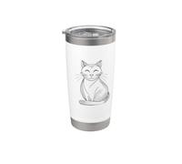 Illustration minimaliste de lignes simples de chat Gobelet isotherme en acier inoxydable double paroi