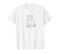 Illustration Minimaliste de Lignes Simples de Chat T-Shirt Graphique avec Valeur