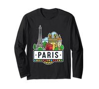 Illustration monument de Paris avec tour Eiffel Manche Longue