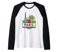 Illustration monument de Paris avec tour Eiffel Manche Raglan