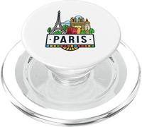 Illustration monument de Paris avec tour Eiffel PopSockets PopGrip pour MagSafe