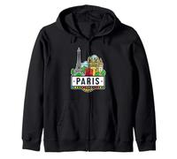 Illustration monument de Paris avec tour Eiffel Sweat à Capuche