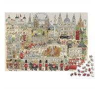 Illustration Monuments Londres Noël Puzzle 1000 Pièces pour Adultes Collage de Londres avec Gardes et Monuments Iconiques Premium Robuste Vibrant Défiant Cadeau 38x26cm/1000pcs