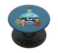 Illustration Nautique de l'océan dans Une Bouteille, Vagues de mer PopSockets PopGrip Adhésif