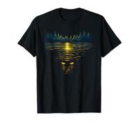 Illustration Nocturne des Yeux de la forêt avec reflet de la Lune dorée T-Shirt