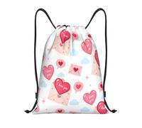 Illustration Numérique De Lettres d'amour Et De Messages avec des Cœurs Roses Sac À Dos À Cordon Pliable Sac À Dos À Cordon Réglable Sack Sport Gymnastique pour Homme Femme Plage 39X46Cm