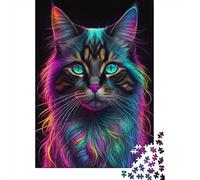 Illustration numérique Feline vibrante 1000 Pièces Carton Épais Puzzle Premium Couple Partenaires Soulagement du Stress Décoration Murale Pack De Valeur 52x38cm/1000pcs