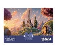 Illustration of The Eiffel Tower 1000 Pcs Carton Extra-épais Coffret De Puzzles Hilltop Fairytale Palace Anti-Stress Jeu Familial Puzzles As Birthday Gifts 70x50cm/1000pcs