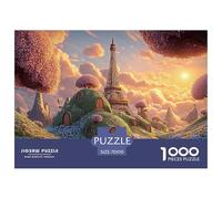 Illustration of The Eiffel Tower 1000 Pcs Carton Extra-épais Coffret De Puzzles Hilltop Fairytale Palace Anti-Stress Jeu Familial Puzzles As Birthday Gifts 70x50cm/1000pcs