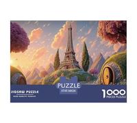 Illustration of The Eiffel Tower 1000 Pièces Carton Extra-épais Coffret De Puzzles Hilltop Fairytale Palace Stimulant Et Éducatif Défi Unique Puzzles As Birthday Gifts 38x26cm/1000pcs