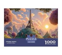 Illustration of The Eiffel Tower 1000 Pièces Carton Extra-épais Lot de Puzzles Hilltop Fairytale Palace Stimulant Et Éducatif Défi Unique Puzzles As Birthday Gifts 52x38cm/1000pcs